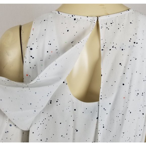 Metaphor sleeveless tiered comfortable rayon white dress with light polka dots L - Picture 11 of 12